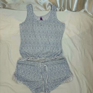Nomad by Pajama Drama Blue Aztec Pajama Set (Size L)